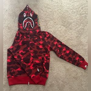 Red Bathing Ape Full Zip Up Hoodie size medium